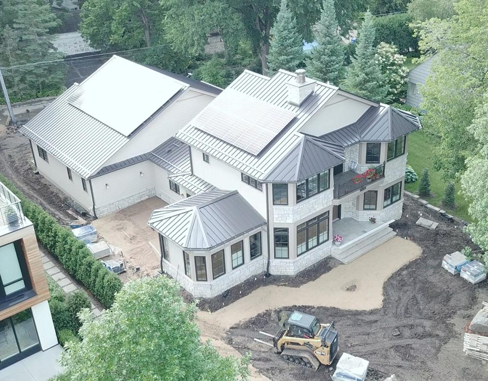 drone image of the house under construction